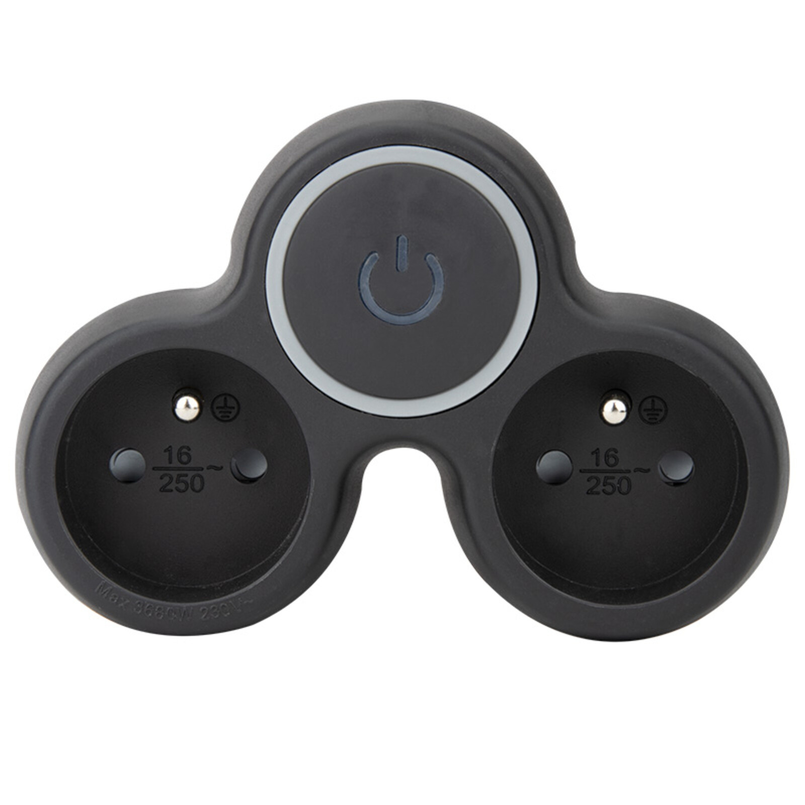 Solight rozbočka, 2x 10A, černá, vypínač P105B