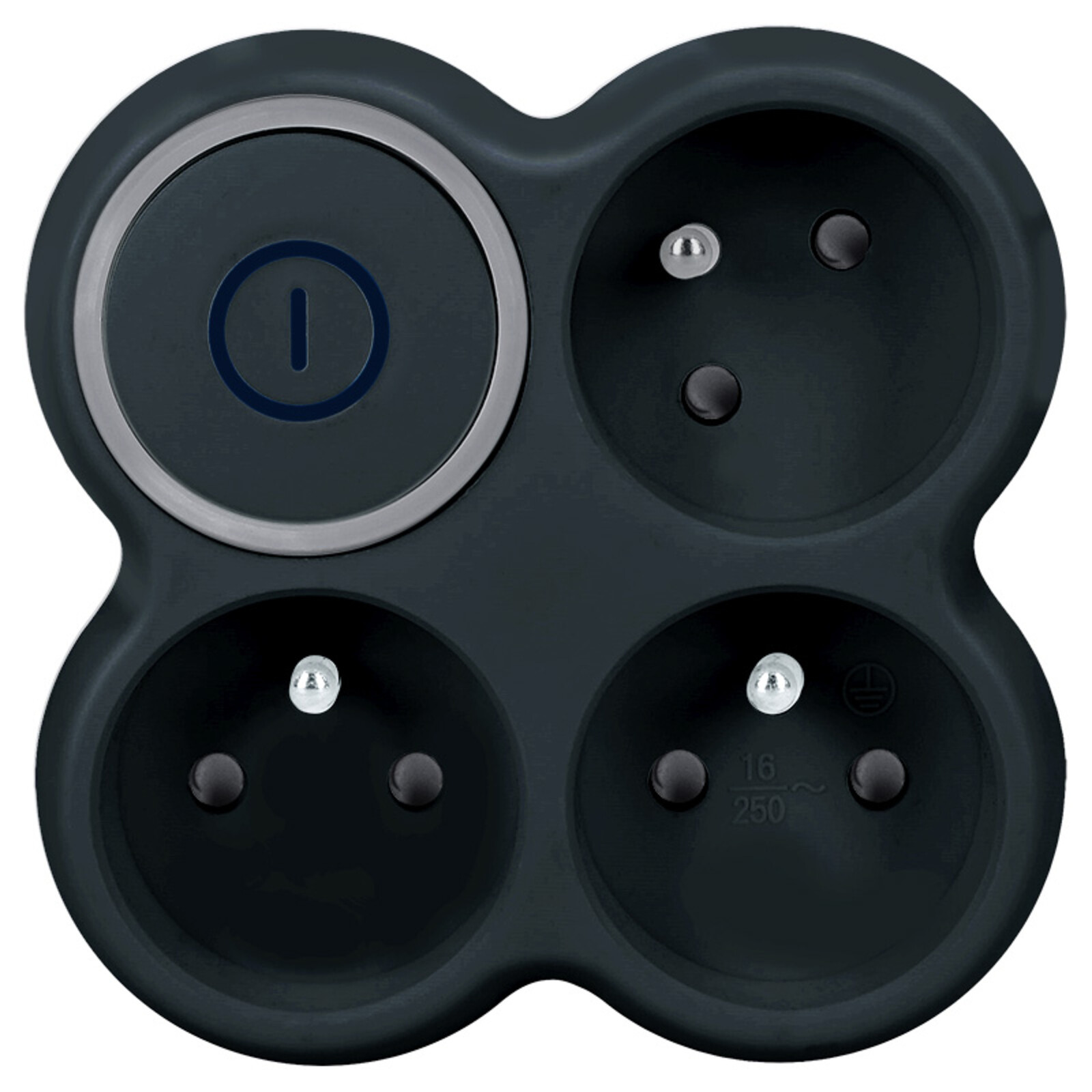 Solight rozbočka, 3x 15A, černá, vypínač P106B