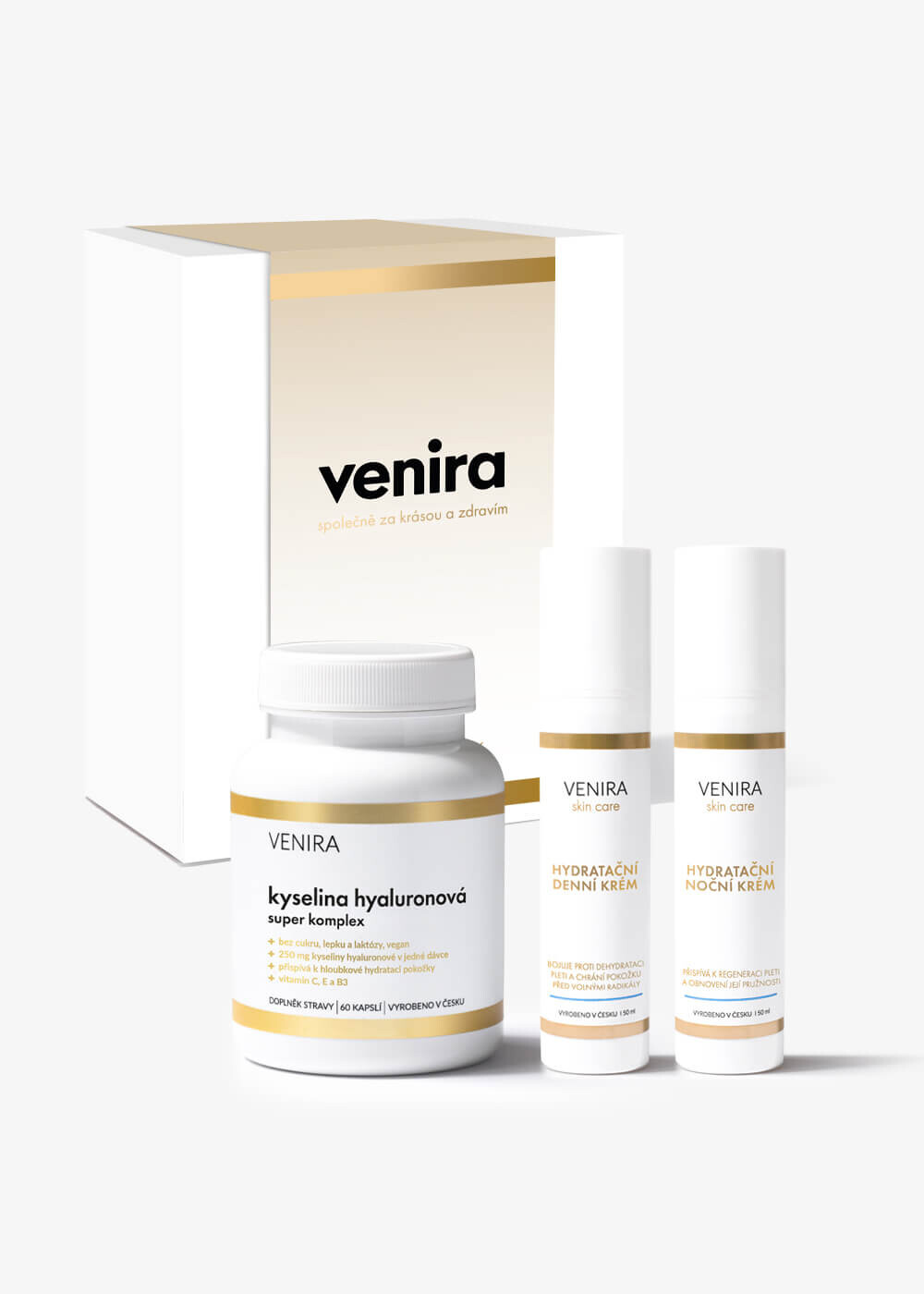 VENIRA dárková sada - kyselina hyaluronová, hydratační denní a noční krém