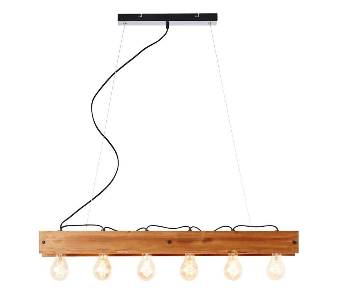 Brilliant Brilliant - Lustr na lanku CALANDRA 6xE27/42W/230V borovice