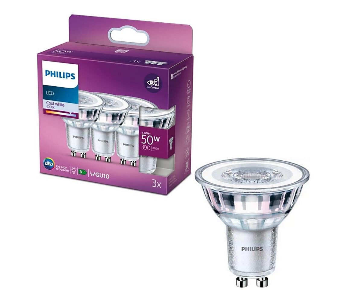 Philips SADA 3x LED Žárovka Philips PAR16 GU10/4,6W/230V 4000K