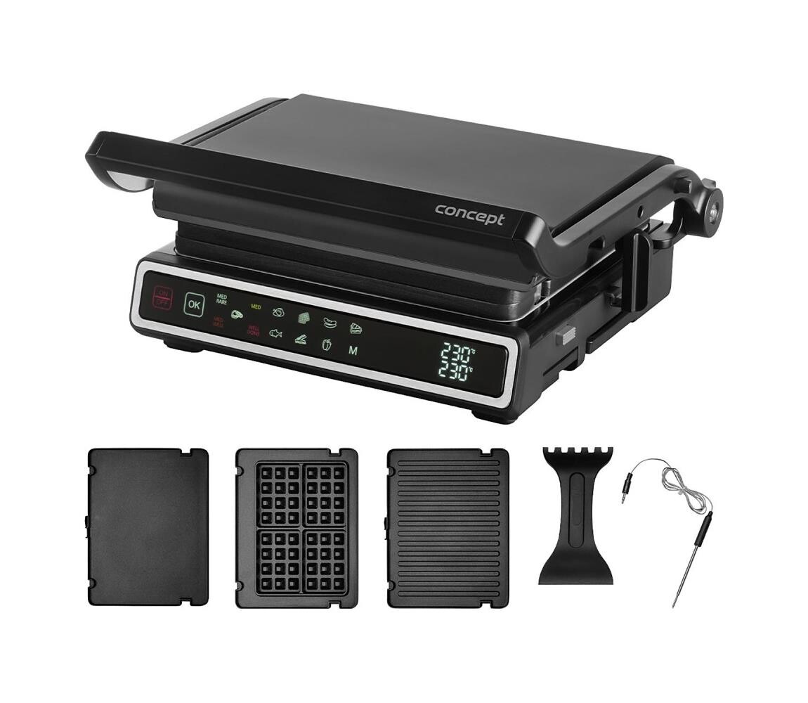 Concept Concept ge3550 - Kontaktní gril s teplotní sondou 2000W/230V černá