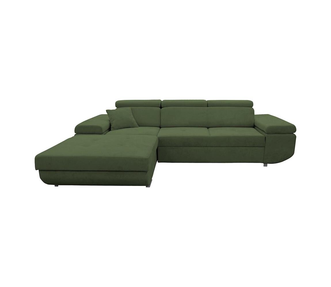 Filex Rozkládací rohová sedací souprava s úložným prostorem do L CASTELO levá zelená