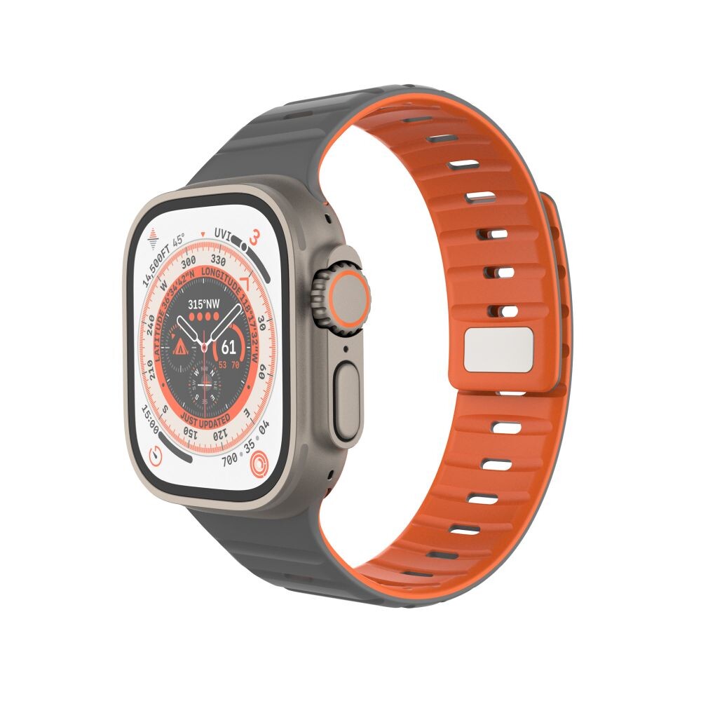 Magnetický řemínek FIXED Silicone Magnetic Strap pro Apple Watch 44/45/46/49mm, světle šedý