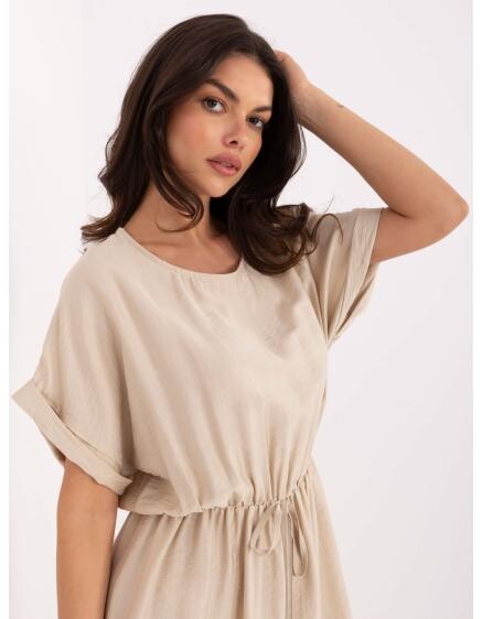 Béžové viskózové letní šaty