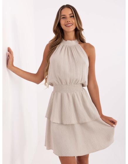 Béžové rozevláté šaty z mušelínu