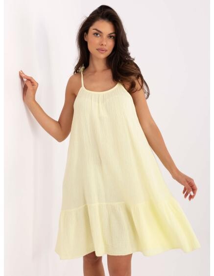 Světle žluté mušelínové šaty bez ramínek OCH BELLA