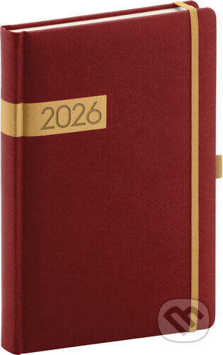 Denní diář 2026 Twill bordó-zlatý - Notique