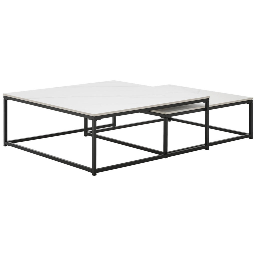 Livetastic SADA KONFERENČNÍCH STOLKŮ, bílá, černá, kov, keramika, 75/65/27/22/75/65 cm