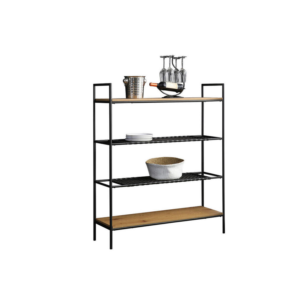 Livetastic REGÁL, přírodní barvy, černá, 110/129/34 cm