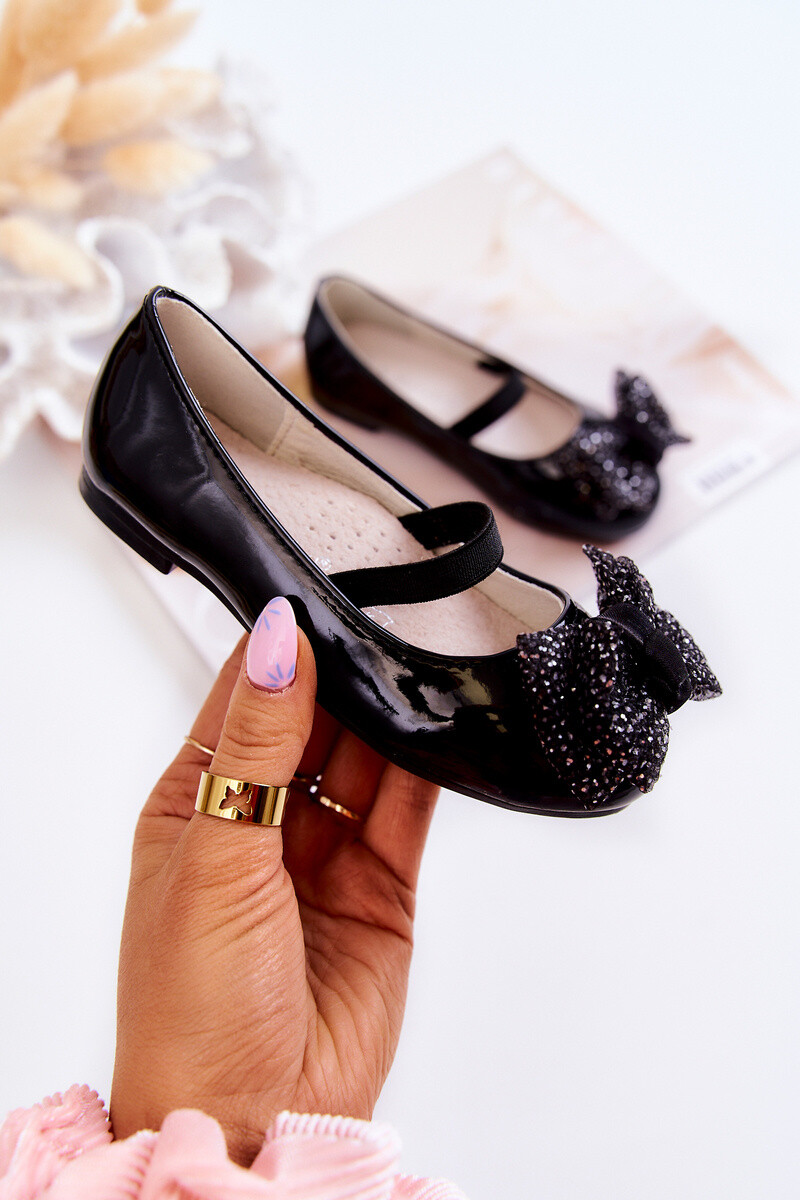 S. BARSKI Dziecięce Wsuwane Czarne Balerinki Jelly