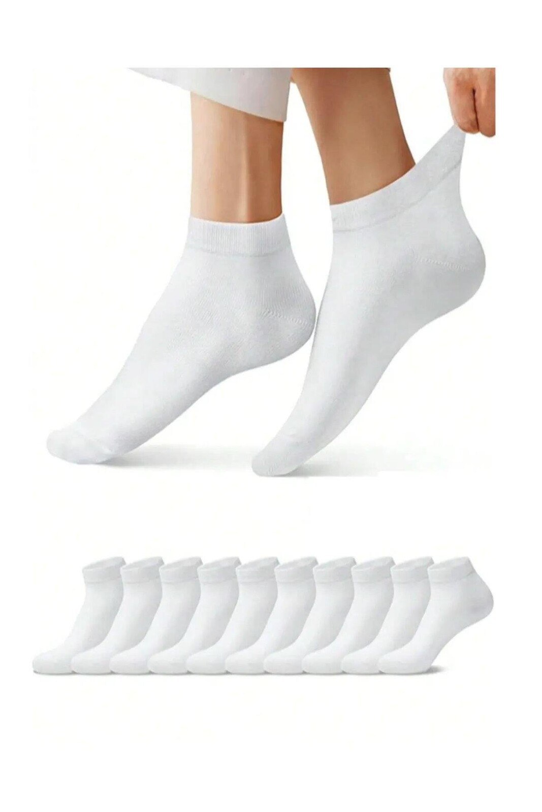 26278 Dewberry Unisex 10-Pack Sports Ankle Socks-WHITE