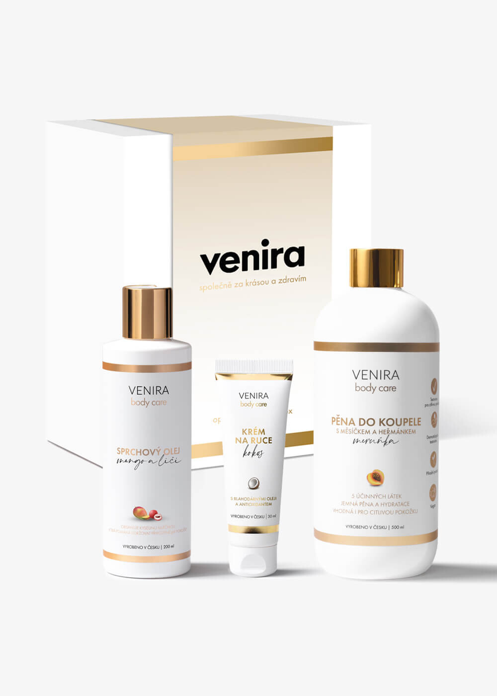 VENIRA dárková sada - sprchový olej, krém na ruce, pěna do koupele