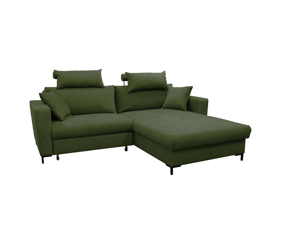 Filex Rozkládací rohová sedací souprava s úložným prostorem do L HORTA pravá zelená
