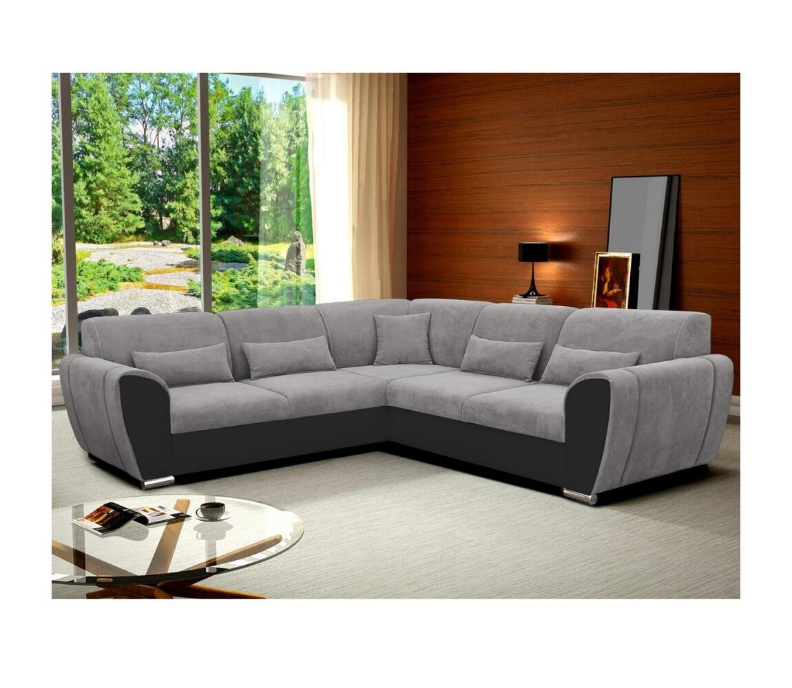 Filex Rozkládací rohová sedací souprava s úložným prostorem do L VISEU levá šedá/černá