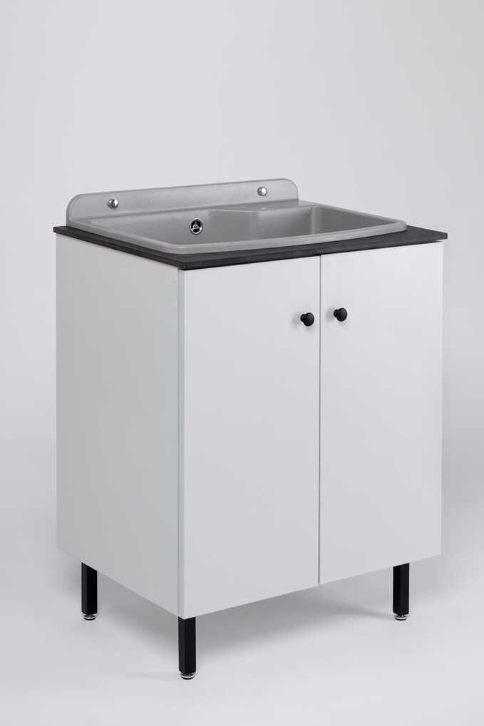 Skříňka pro výlevku Zelvo Maximus 67x49x85 cm, bílá s černou deskou - BEZ VÝLEVKY - VÝLEVKU NUTNO OBJEDNAT ZVLÁŠŤ