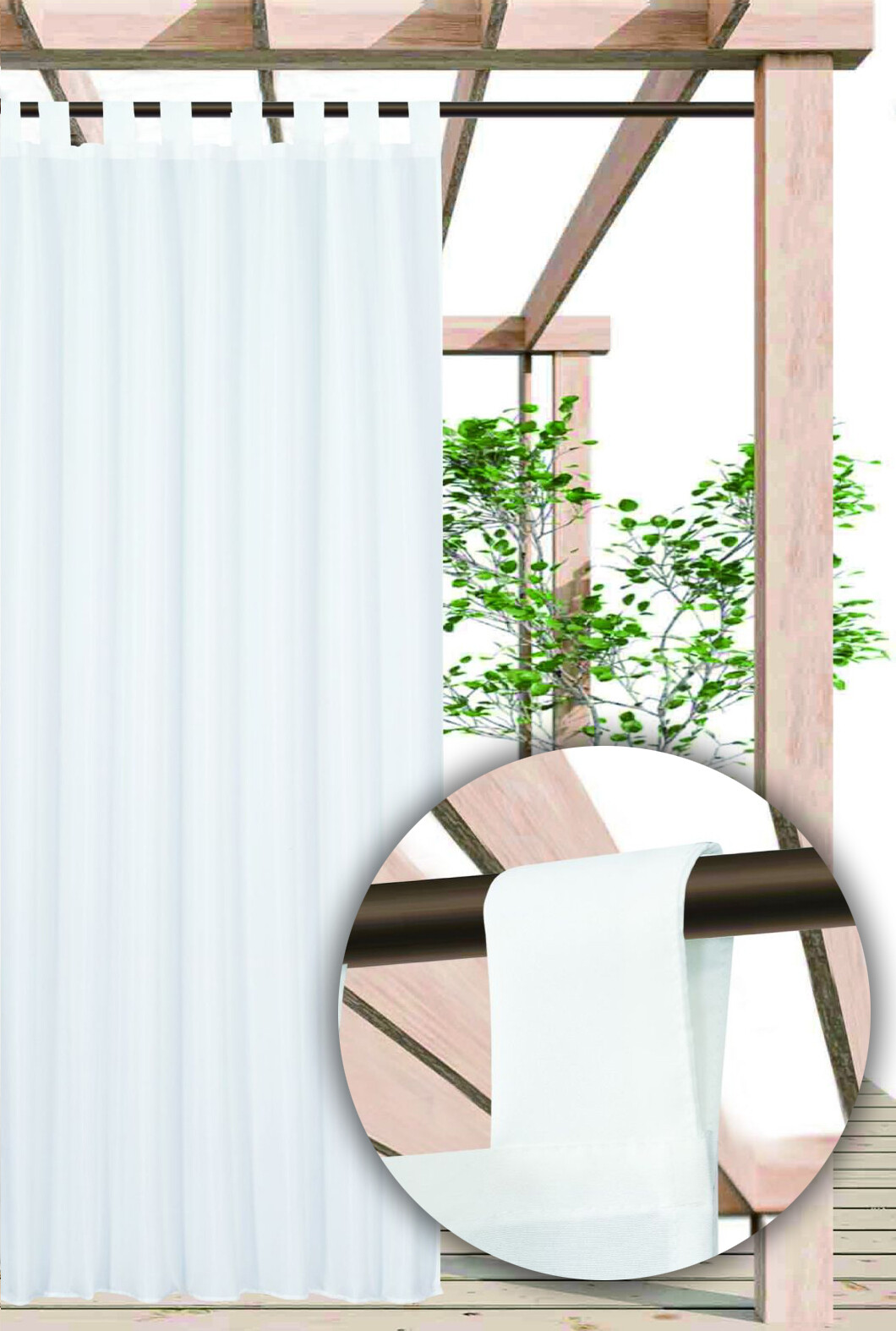 Venkovní zahradní závěs s poutky TERRA CHIC bílá 150 cm x 220 cm (cena za 1 kus) MyBestHome