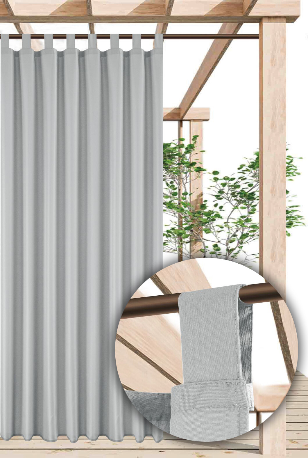 Venkovní zahradní závěs s poutky TERRA CHIC světle šedá 150 cm x 220 cm (cena za 1 kus) MyBestHome