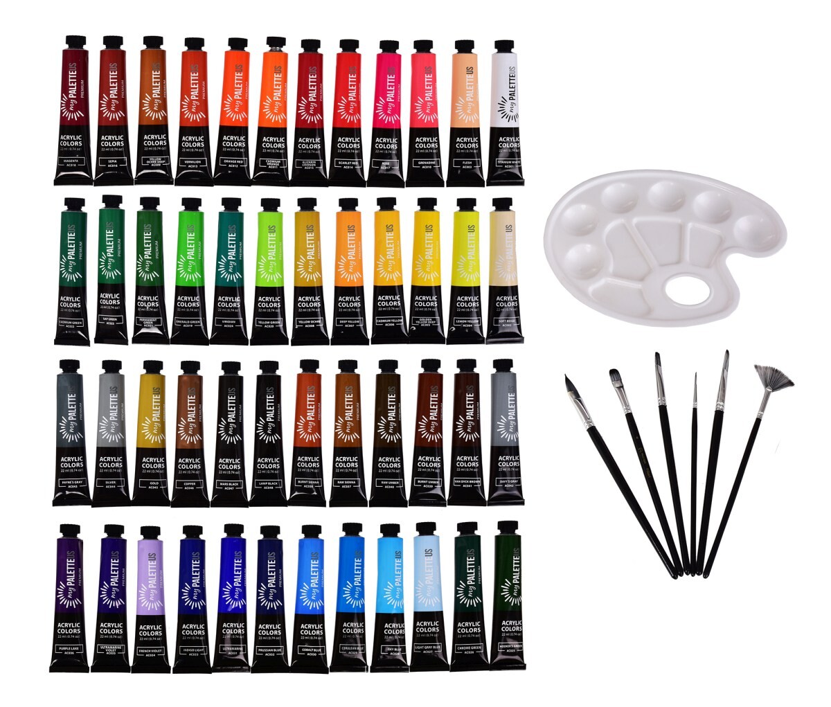 ART | 48 ks exkluzivní sada akrylových barev s příslušenstvím | vodou ředitelné, netoxické, rychleschnoucí