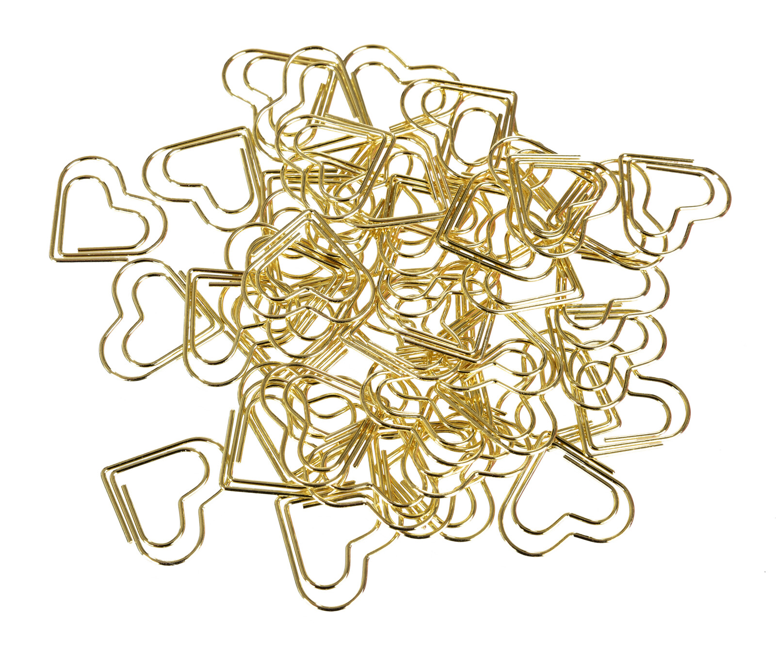 OFFICE | 50 ks kancelářské sponky ve tvaru srdce | zlaté kovové | dekorativní