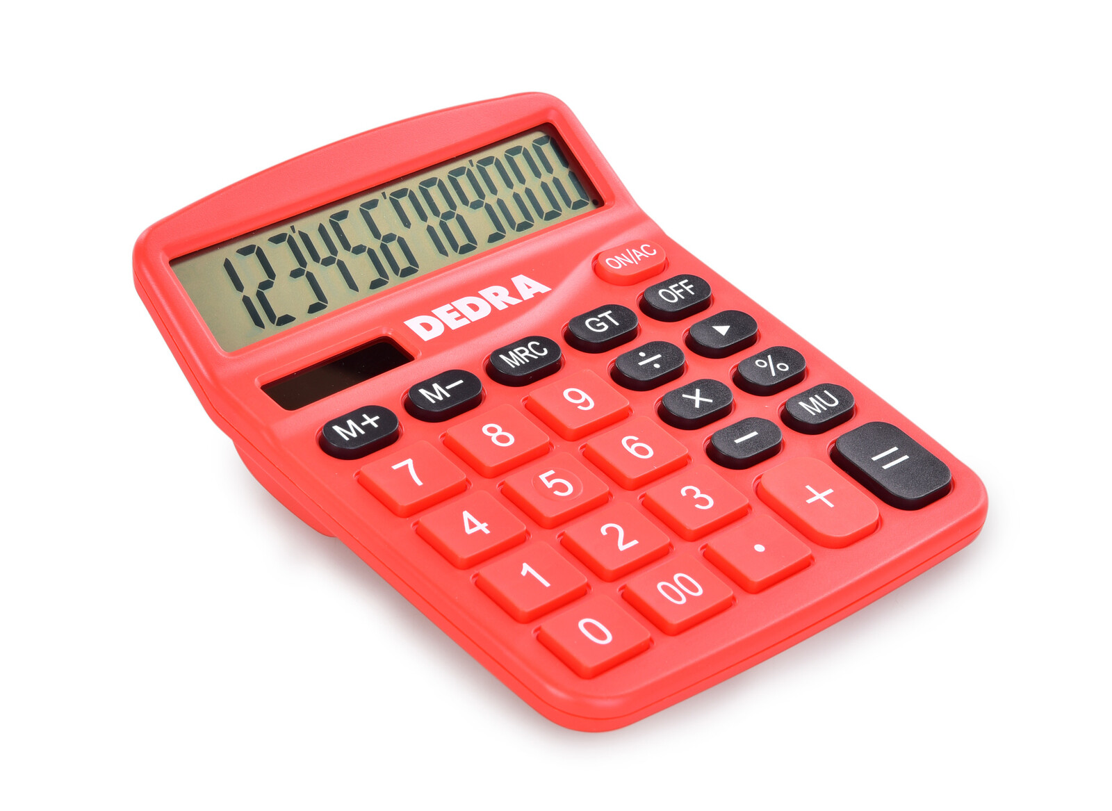 OFFICE | Solární kalkulačka s velkým displejem | červená | 12místný LCD