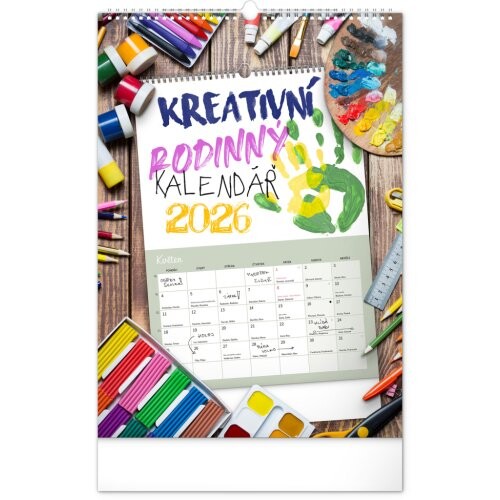 Kreativní rodinný kalendář NOTIQUE 2026, 33 x 46 cm