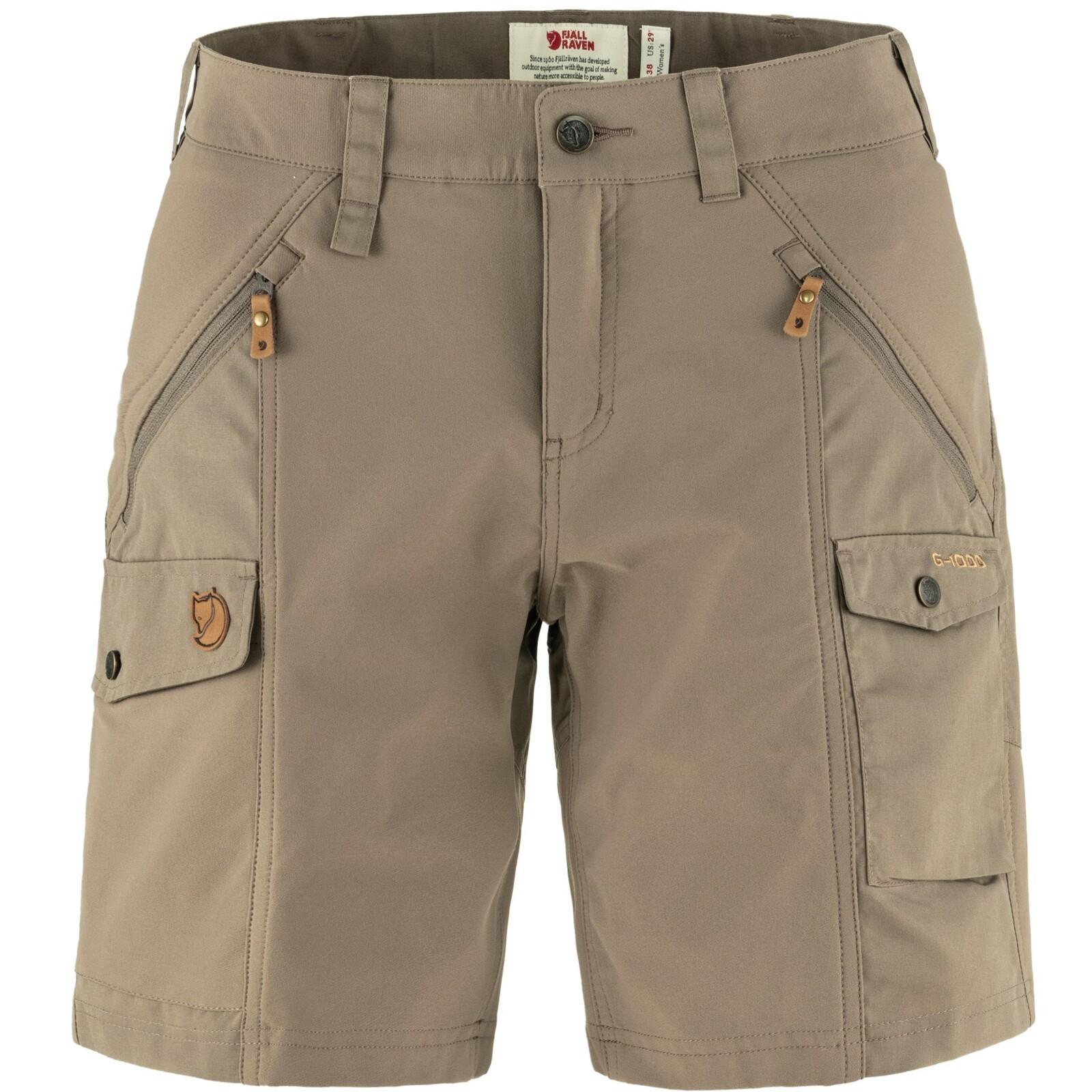 FJÄLLRÄVEN Nikka Shorts Curved W, Suede Brown (vzorek) velikost: 38