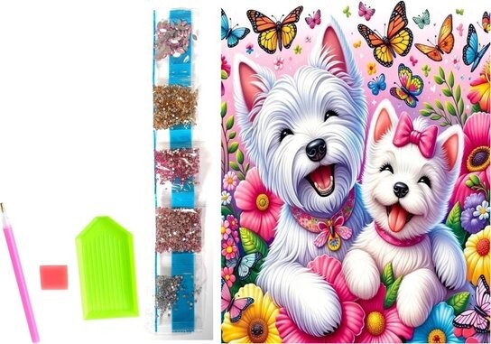 Diamantové mal. na plátně Veselí pejsci 23x30cm