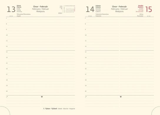 Denní diář 2026 A5 New Praga červený s gumičkou