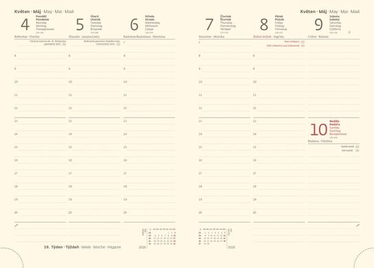 Týdenní diář 2026 A5 New Praga zelený s gumičkou