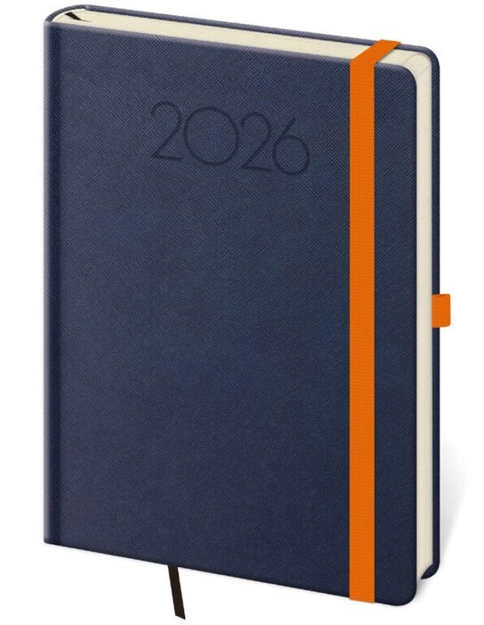 Týdenní diář 2026 A5 New Praga modrý s gumičkou