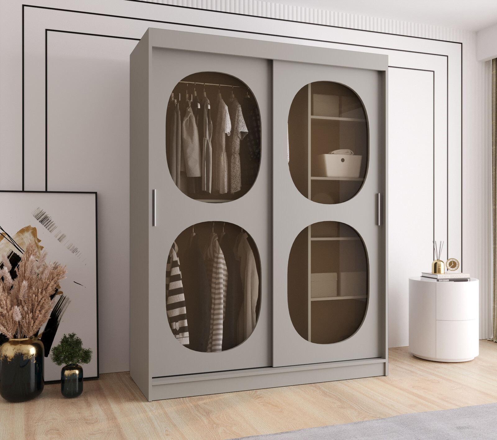 Šatní skříň Abi Bahrajn 2 Rozměry: 150 cm, Barva korpusu + barva dveří: Kašmír + Kašmír