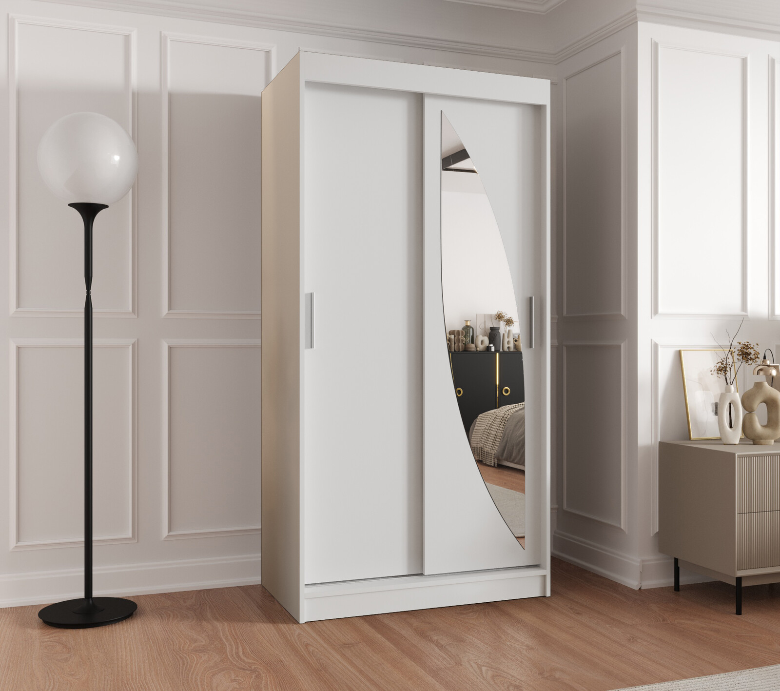 Šatní skříň Abi Milo Rozměry: 100 cm, Barva korpusu + barva dveří: Bílá + Bílá