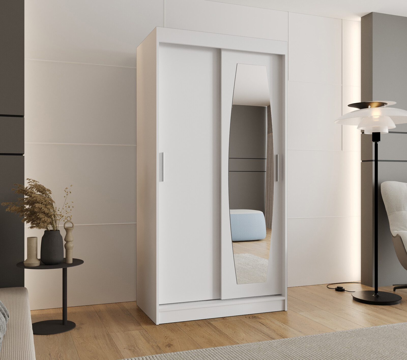 Šatní skříň Abi Rossa Rozměry: 100 cm, Barva korpusu + barva dveří: Bílá + Bílá