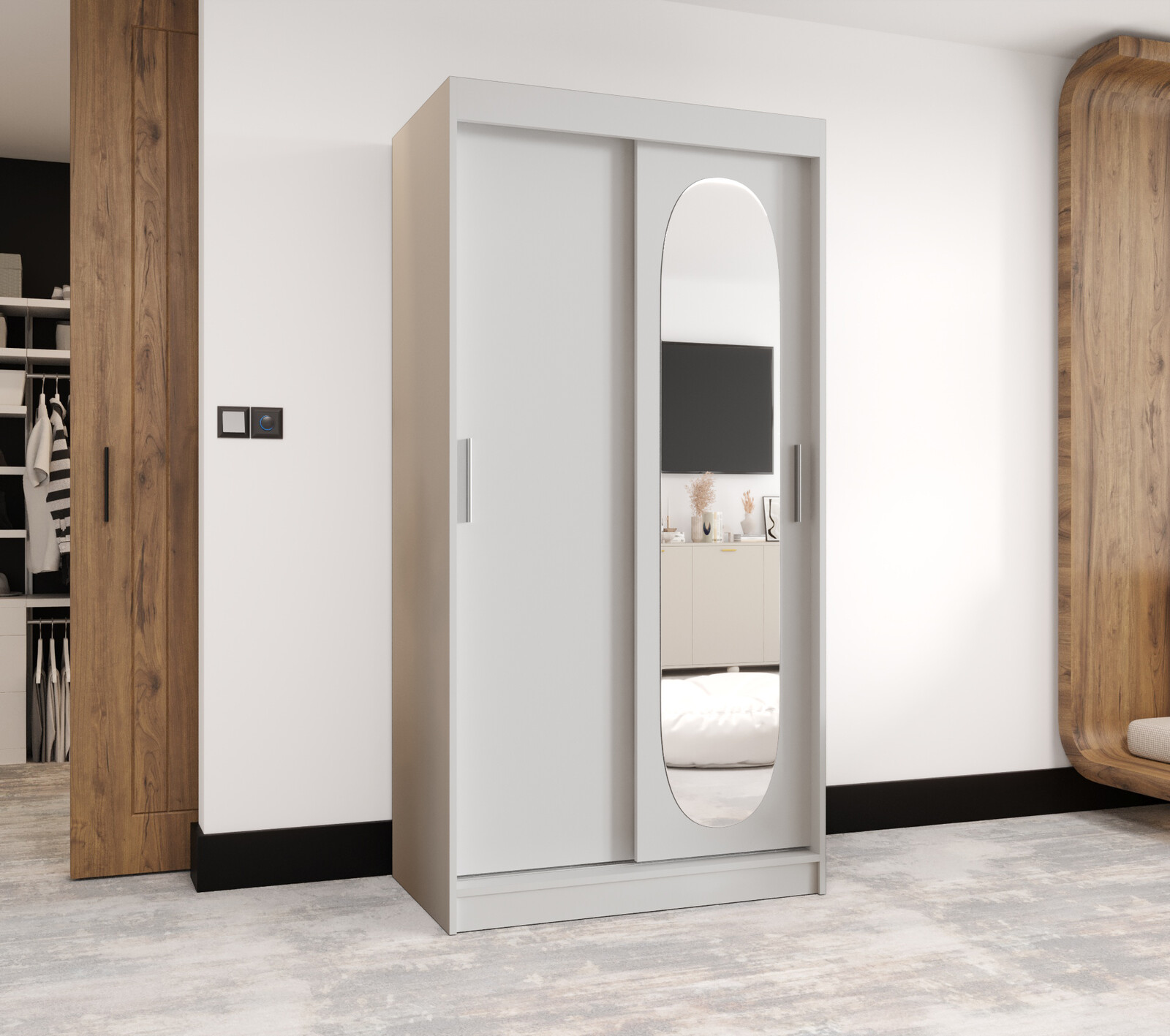 Šatní skříň Abi Royal Rozměry: 100 cm, Barva korpusu + barva dveří: Bílá + Bílá