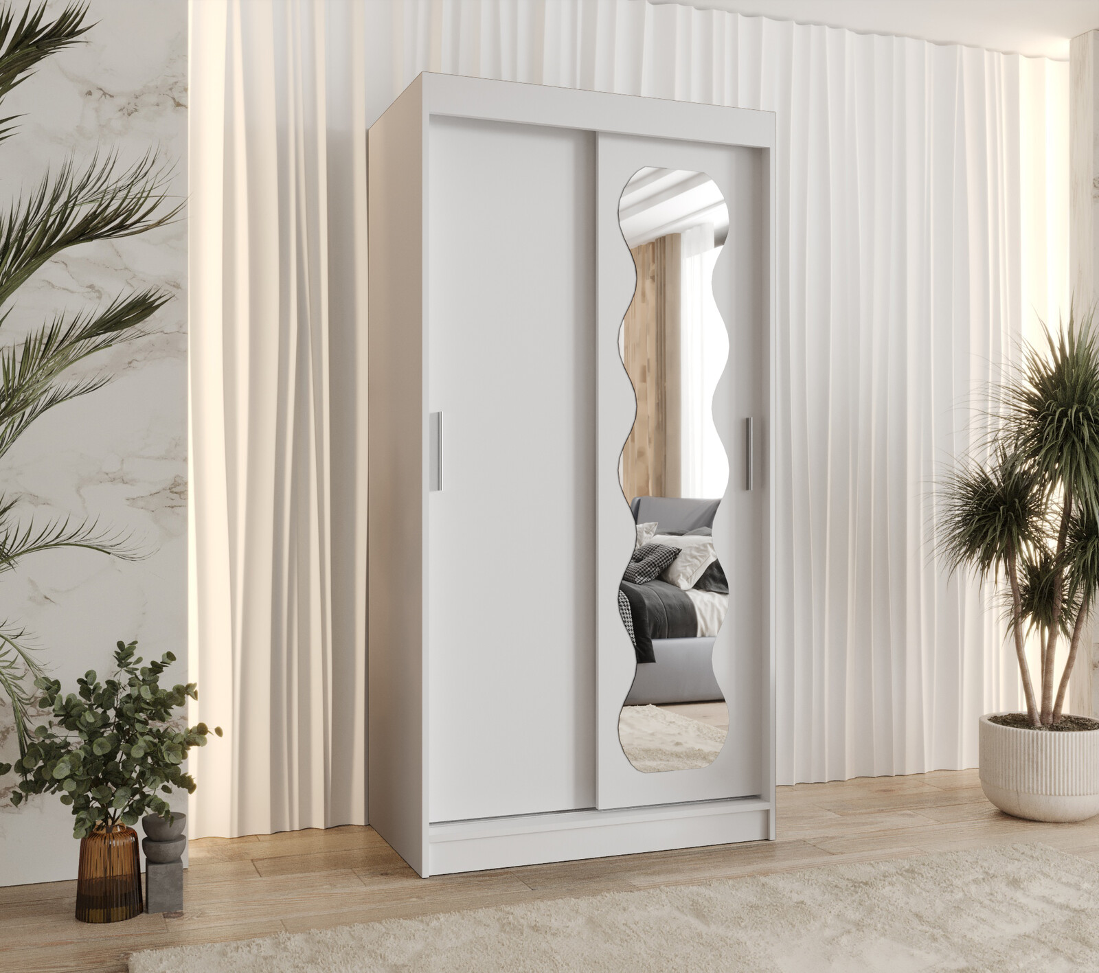 Šatní skříň Abi Spoti Rozměry: 100 cm, Barva korpusu + barva dveří: Bílá + Bílá