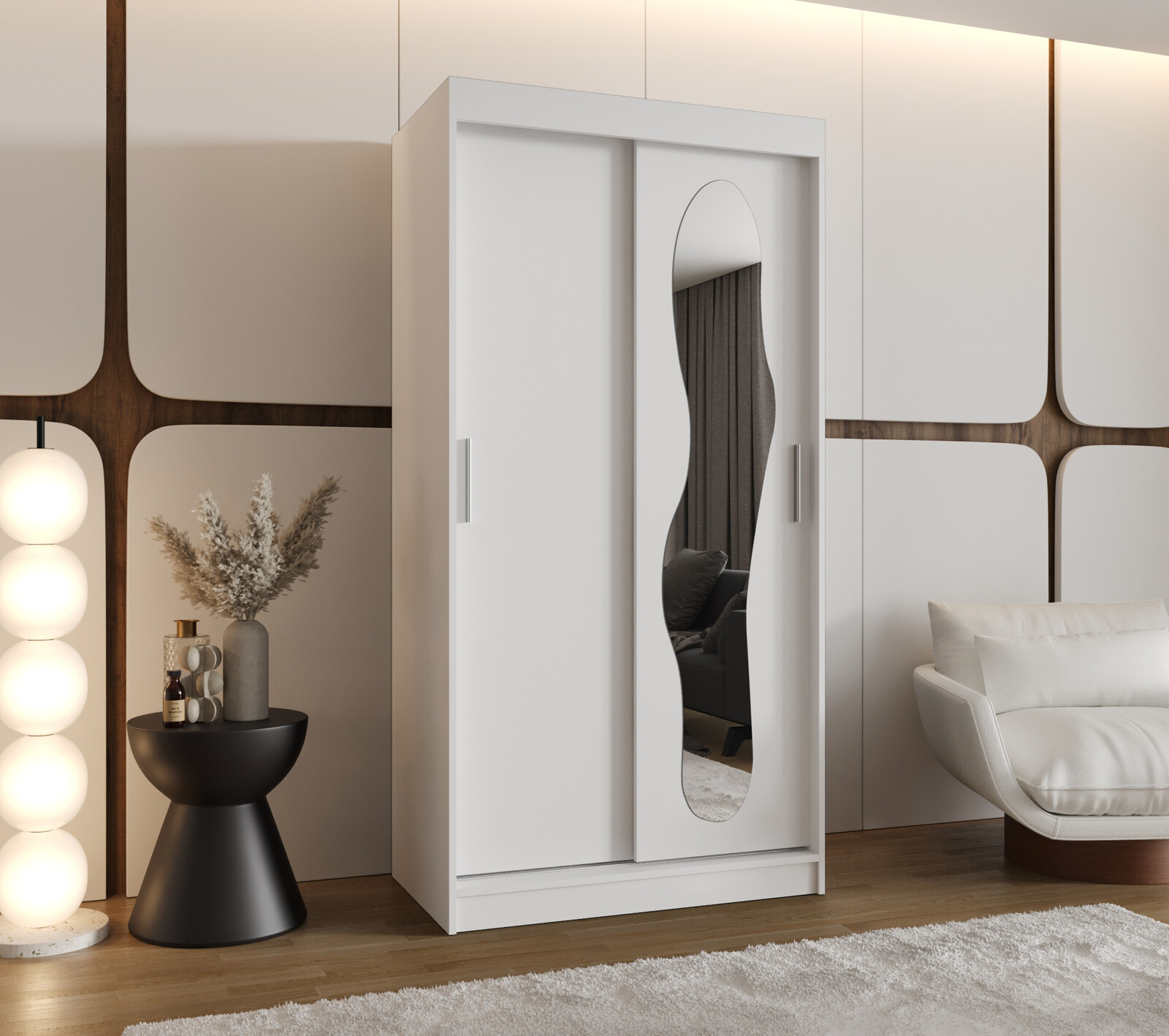 Šatní skříň Abi Ultra Rozměry: 100 cm, Barva korpusu + barva dveří: Bílá + Bílá