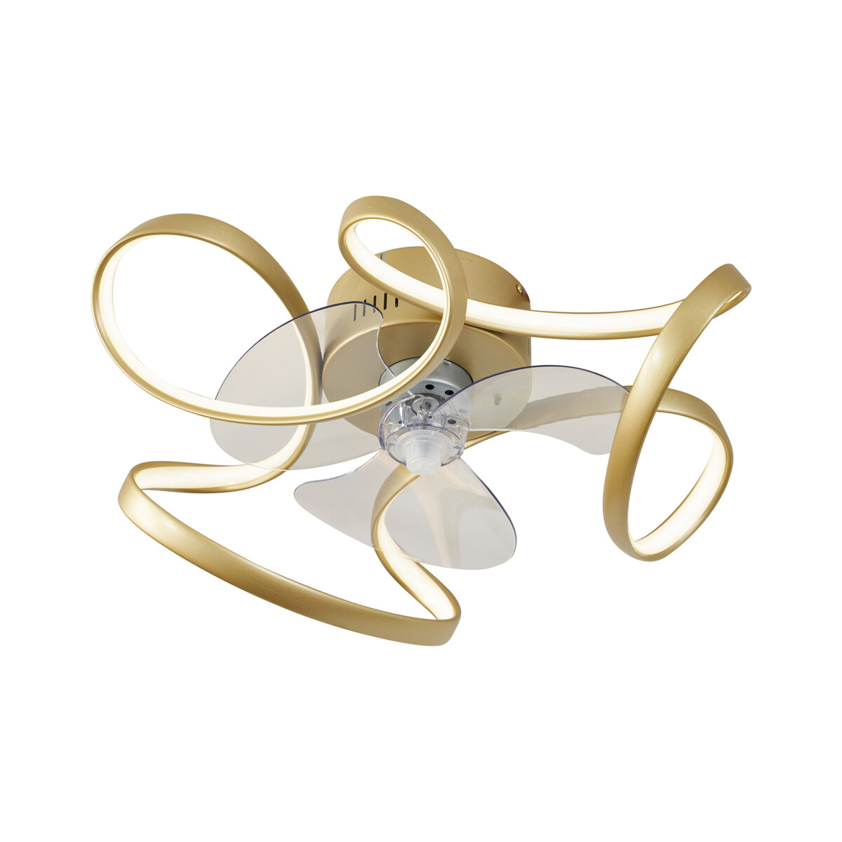 Stropní ventilátor mosazný 55 cm vč. LED stmívatelný s dálkovým ovládáním - Mandy