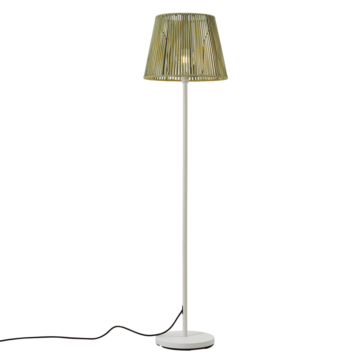 Venkovní stojací lampa bílá se zeleným lanovým stínidlem IP44 / IP54 - Virginia Jayla