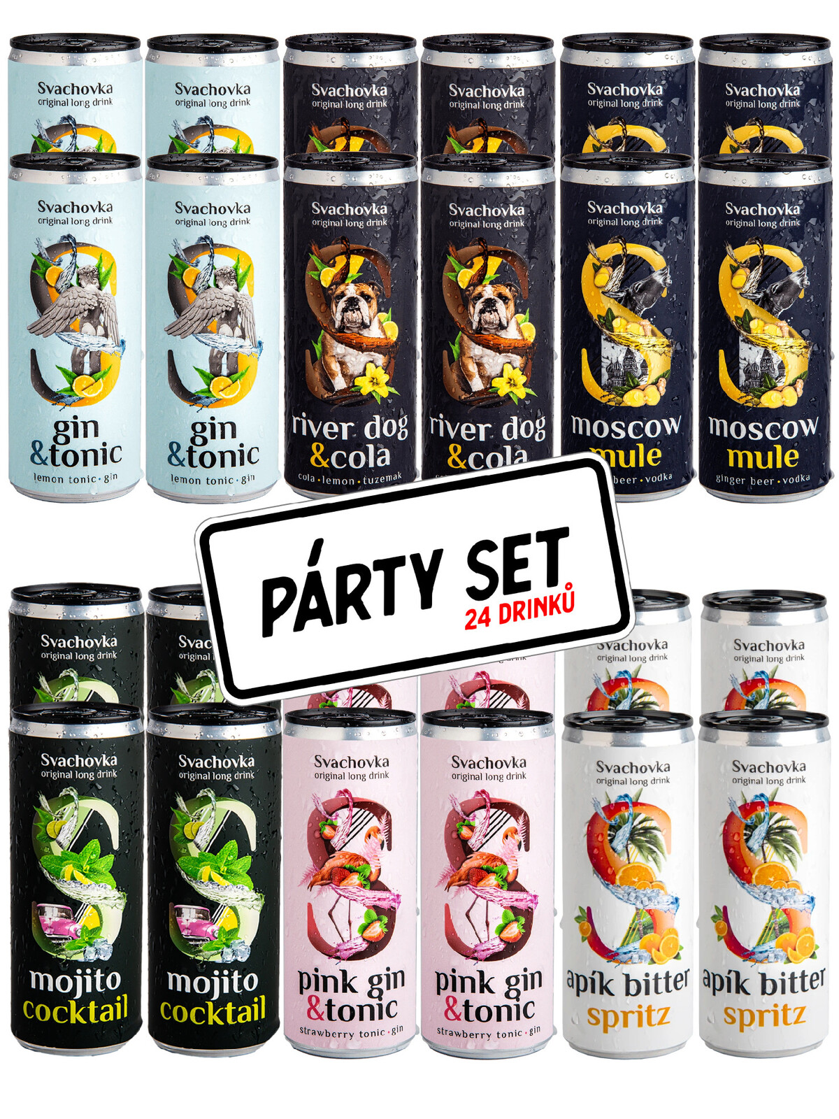 Destilérka Svach (Svachovka) Mix 6x drinků párty set 24x0,25l
