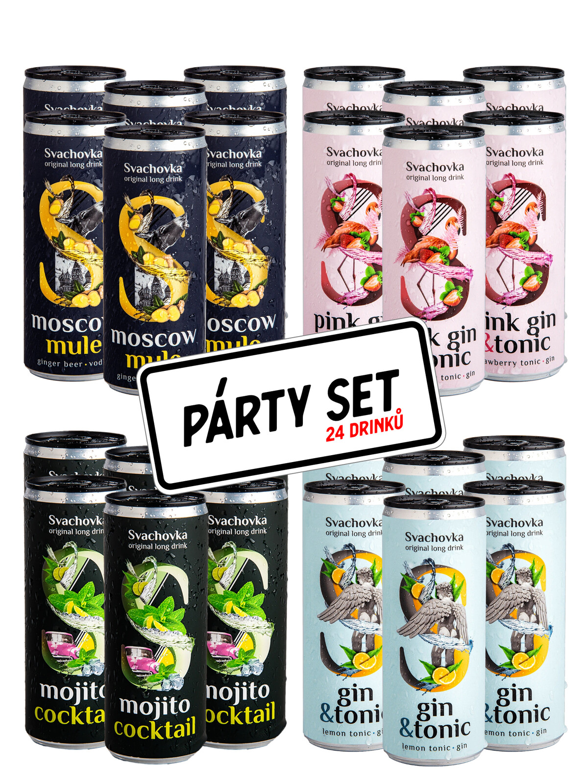 Destilérka Svach (Svachovka) Mix 4x drinků párty set 24x0,25l