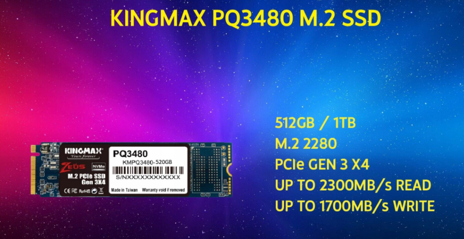 M.2 2280 PCIe NVMe Ssd PQ3480 512 Gb
