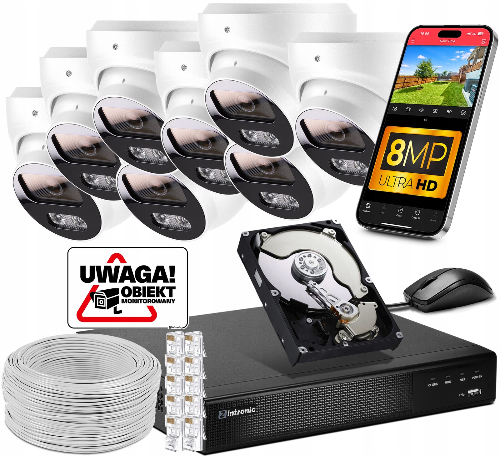 Ip monitorovací sada Poe 8MP D8 Ultimate 8 kamer 8POE 4K Ultra HD3840x2160