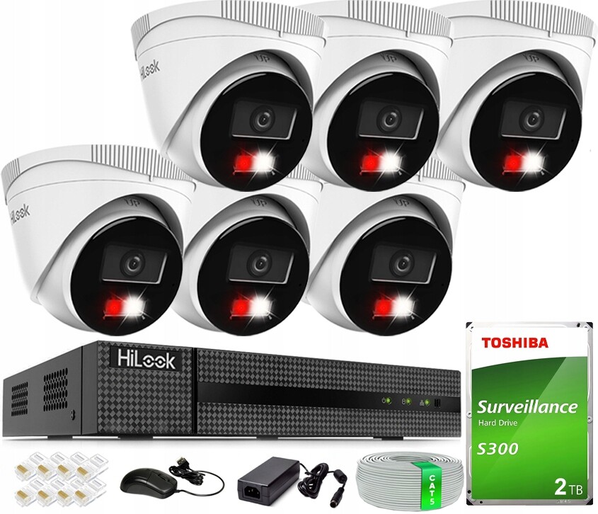 Sada Monitorování 6 Kamer Poe 4MPx Qhd Externí Hilook Hikvision Disk 2TB