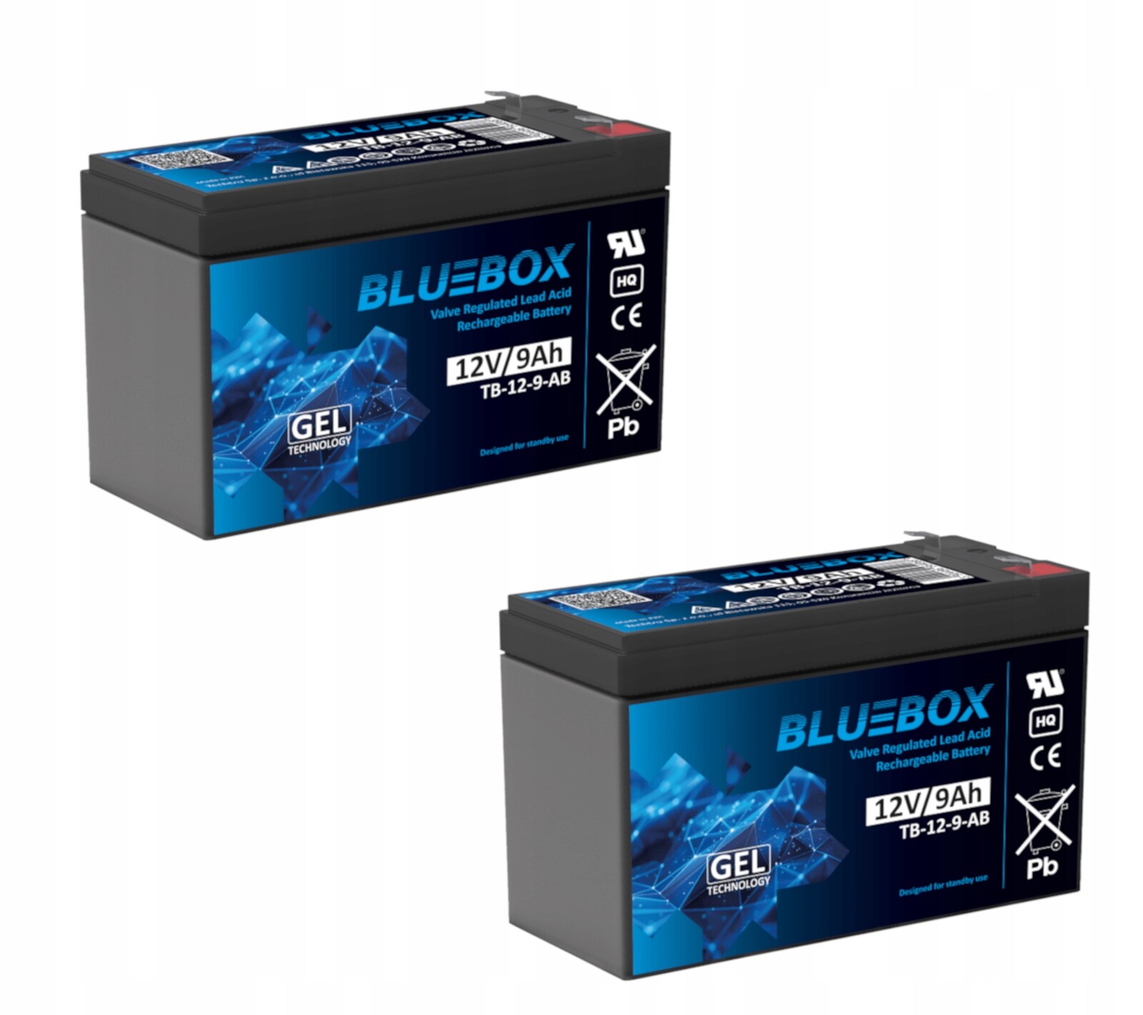 2x Akumulátor Agm 12V 9Ah Bluebox (rozměr 7Ah 7,2Ah) auta Ups kolo