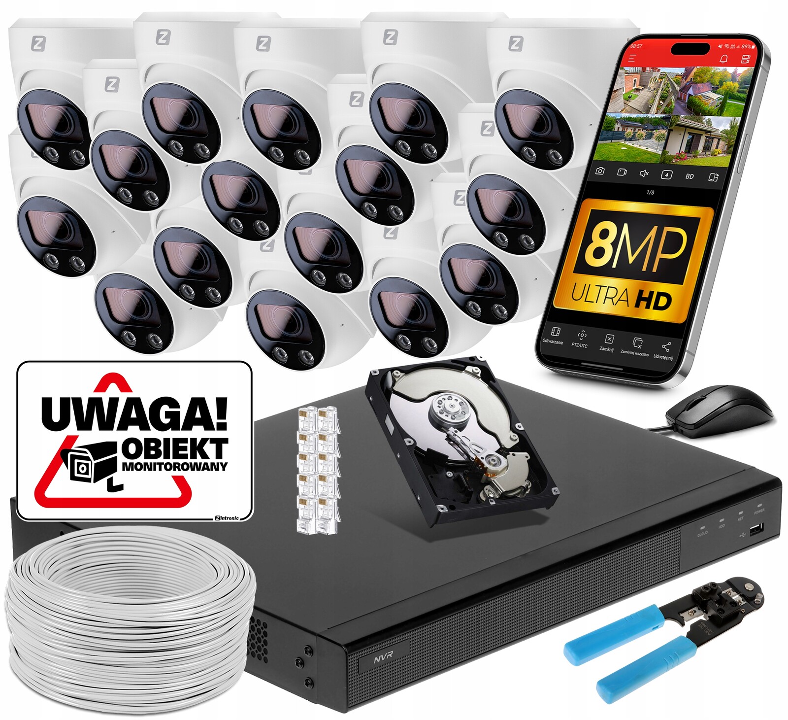 Ip monitorovací sada Poe 16 Kamery 8MPx D8 Ultimate 16 PoE 2xSATA