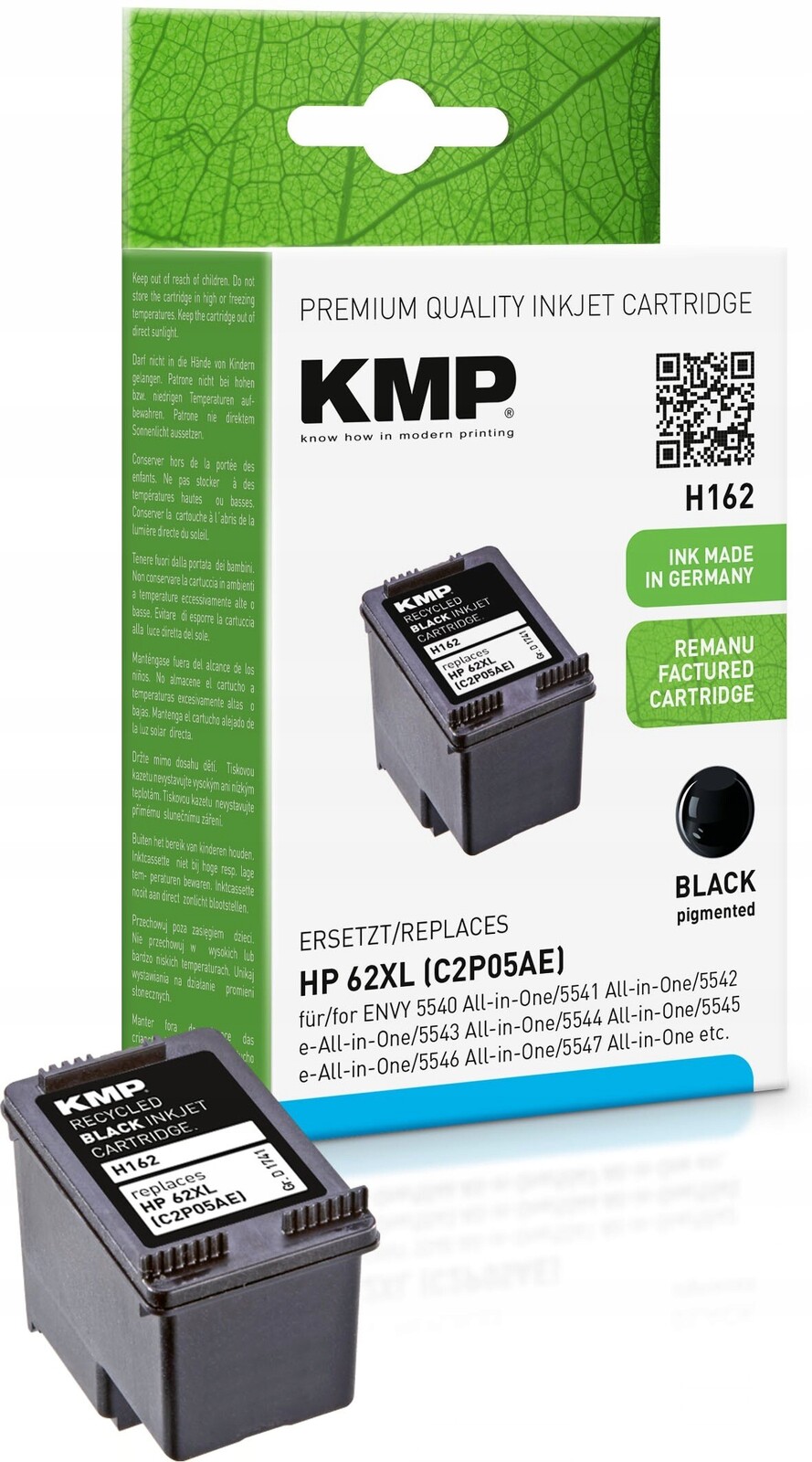 Kmp H162 černý inkoust kompatibilní s Hp C2P05AE 62 XL