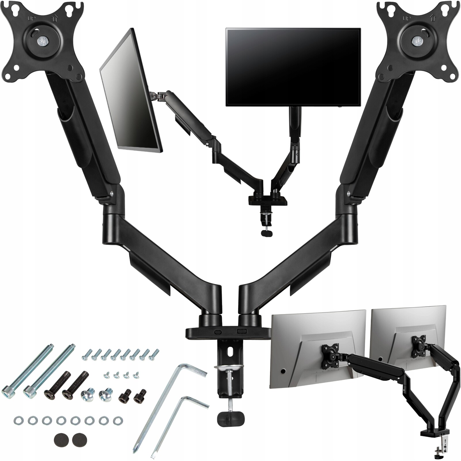 Pevný Nastavitelný Stolní Držák Pro Dva Monitory 10-32 Palců, Věšák Vesa