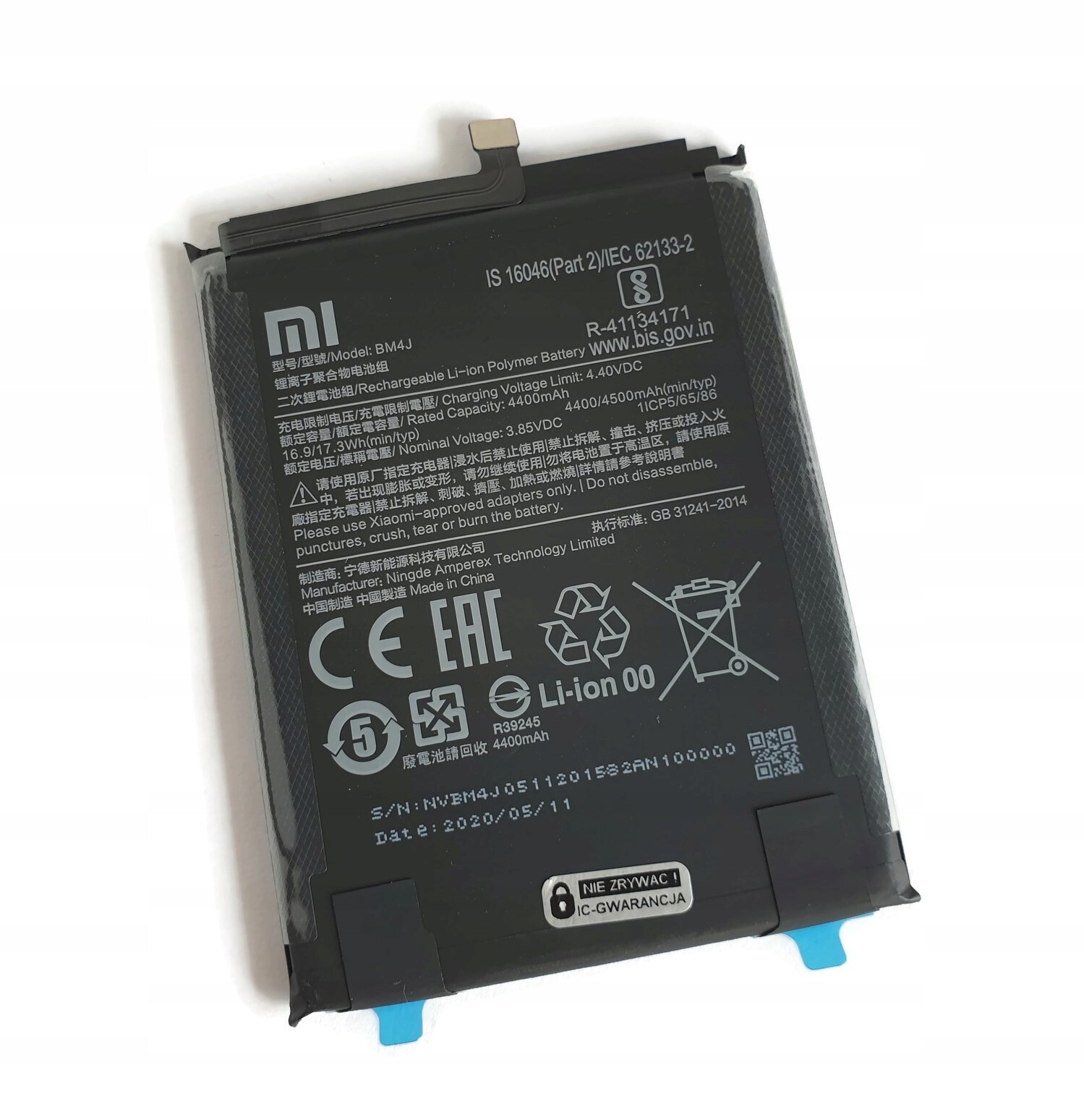 Nová originální baterie pro Redmi Note 8 Pro, BM4J