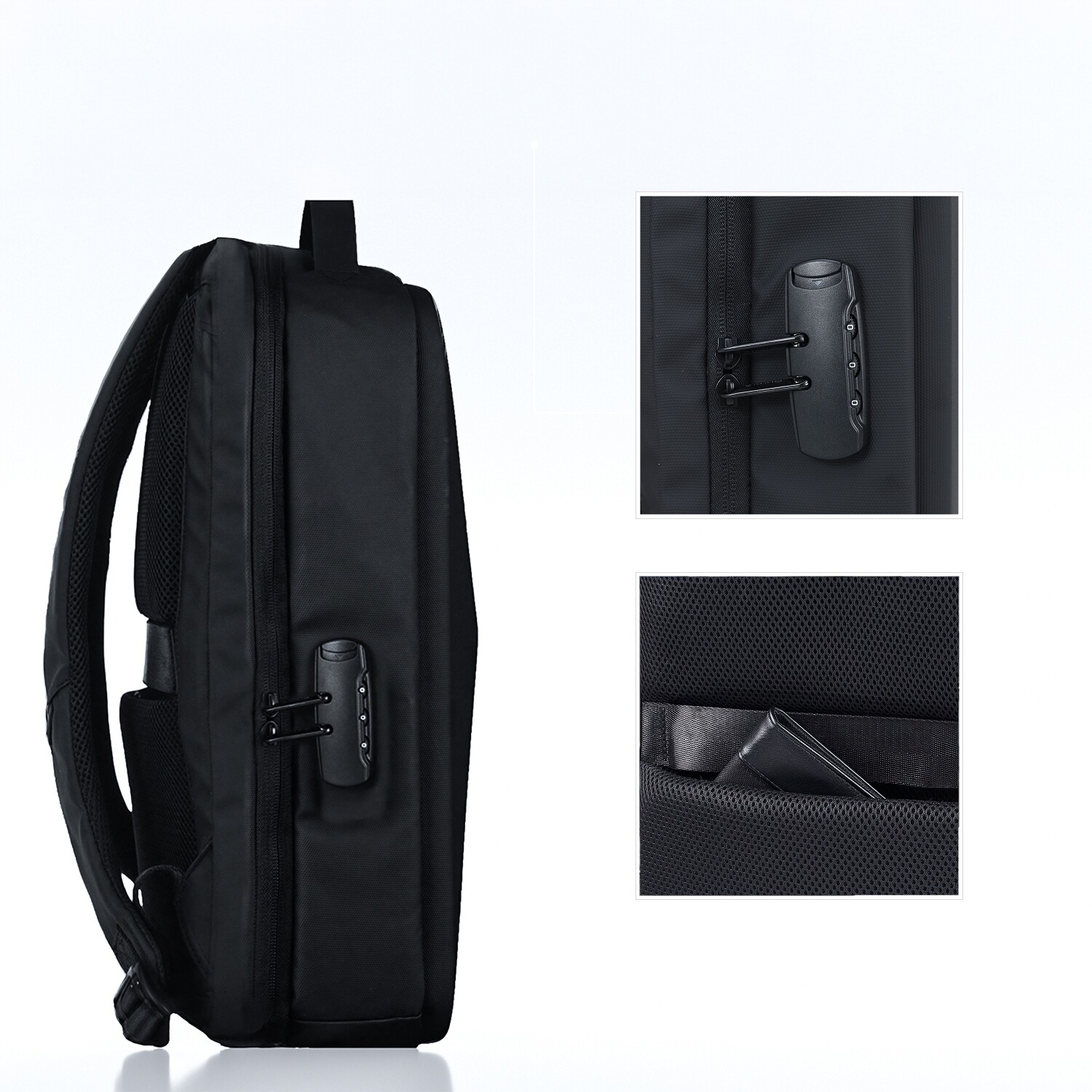 Batoh na notebook velký 15,6 palců, prostorný městský batoh do letadla, černý